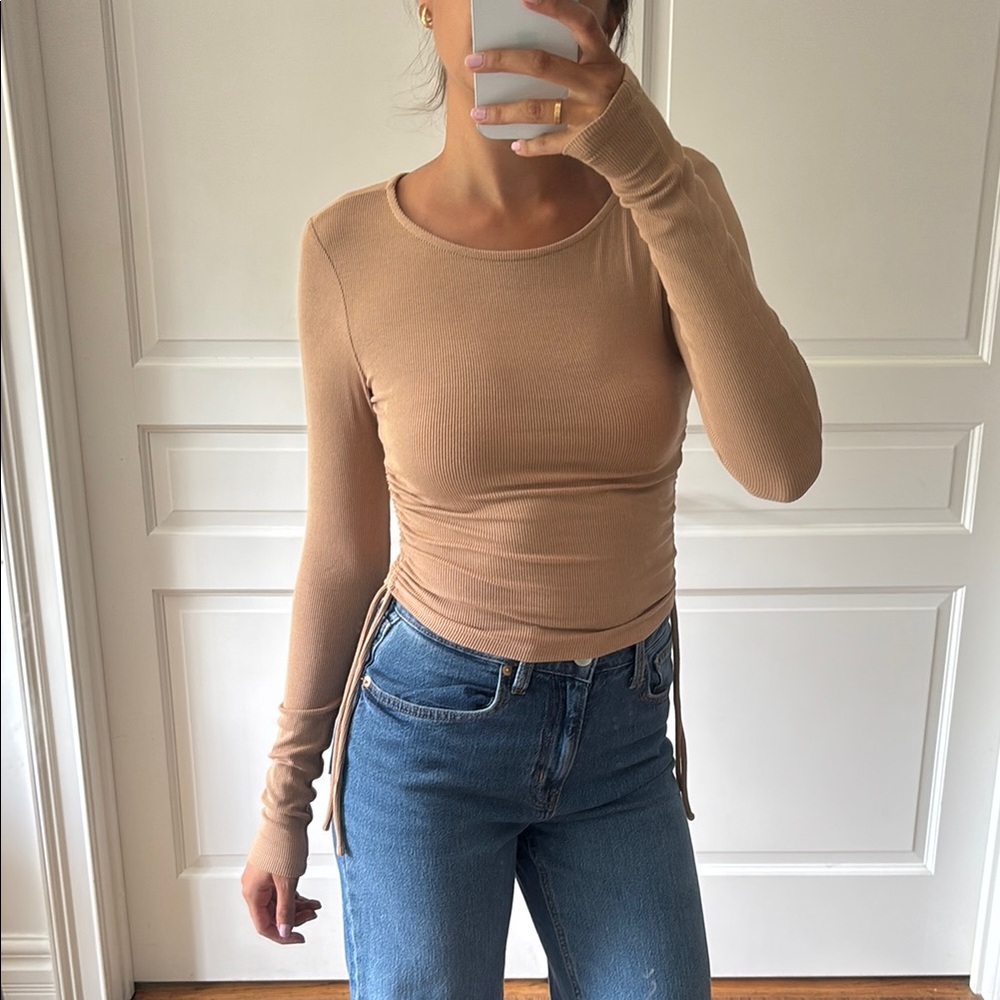 Princess Polly cinch side ribbed long sleeve